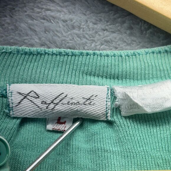 VTG Thrashed Raffinati Henley Shirt Mens Large Teal Green Long Sleeve Casual - Picture 4 of 10